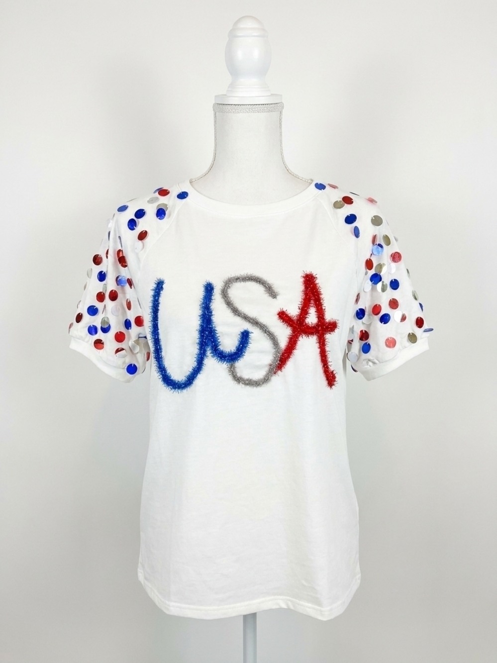 NEW BIBI all-american sparkle top in white